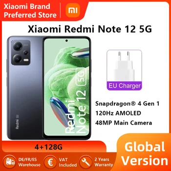 Глобалната версия на смартфона Xiaomi Redmi Note 12 5G Snapdragon® 4 Gen 1 Процесор 120 Hz AMOLED 48 Mp Основна камера 33 W бързо зареждане