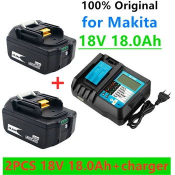 100% BL1860 Акумулаторна Батерия 18 V 18000mAh Литиево-йонна за Makita 18v BL1840 BL1850 BL1830 BL1860B LXT 400 + Зарядно устройство