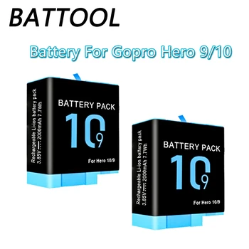 Батерия Battool за GoPro 9/10 2000 mah батерия за Преносим екшън камерата GoPro Hero 9/10 Black Аксесоари