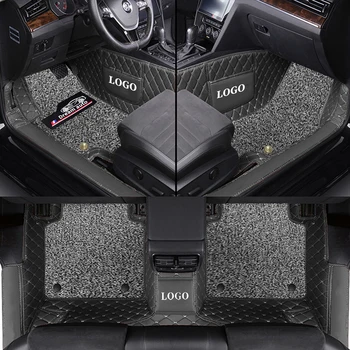 Двойна автомобилни стелки за Seat Alhambra 2012-2018 Кожена автомобилен тампон от шенилна, пълен набор от аксесоари за интериорен дизайн, килими с лого по поръчка