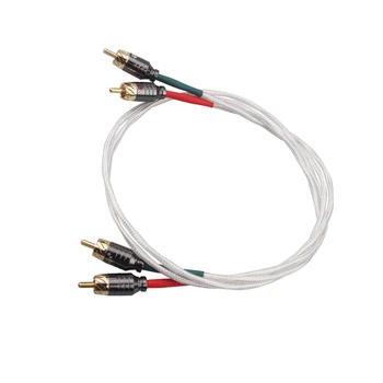 Двойката посеребренных RCA кабели, 2 порта за свързване на възвратно аудио HiFi, 3 мм