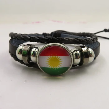 Гривна Infinity Love Kurdistan, шарм ръчно изработени, флаг Кюрдистан, дамски, Мъжки Кожени гривни, подаръци за любителите приятелство