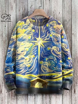 Изцяло нов 3D принт ретро стил, цветни арт принт, автентичен грозен пуловер, Зимни всекидневни пуловер унисекс F-8
