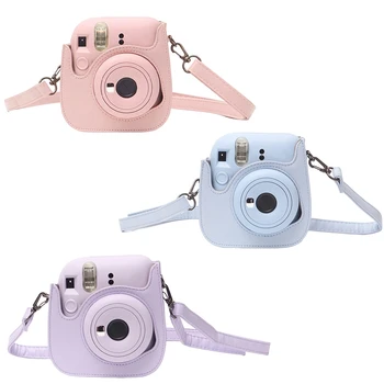 Чанта за пълна камера за мини-фотоапарат Fujifilm MINI12 с пагон, чанта от изкуствена кожа с мек силиконов калъф