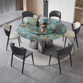 Конзола маса в хола, Луксозен Салон, Кръгла Кухненска маса в центъра, Пътуващи с Мрамор в Модерен Градински комплект мебели