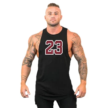 Лятна модни спортни облекла № 23 на марката bodybuilding Stringer, майк, мъжки тениски за мускулите, памук мъжка жилетка без ръкави, animal