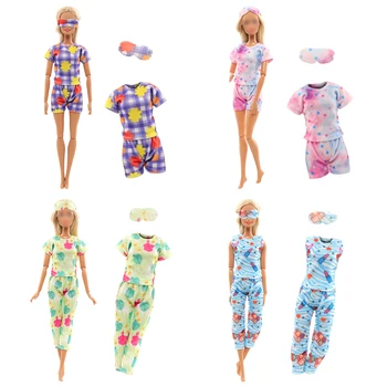 Barwa 4 бр Нов стил За Барби Кукли Пижами, Дрехи за партита Пижами Всекидневен Костюм за Сън с Маски за очи за 11,5 инча (БЕЗ Кукли)