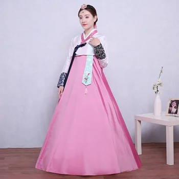 Висококачествено многоцветное традиционната Корейска рокля Ханбок, женски народен живописна танцов костюм, традиционна сватбена парти за малки момичета