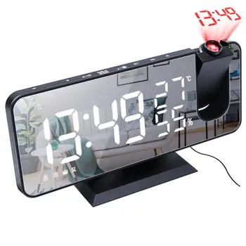 Дигитален будилник с led огледален екран, будилник с функция за повторение на температурата и влажността, Настолни часовници с led часовник за домашен декор