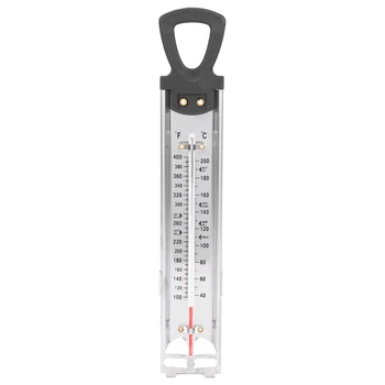 Термометър за бонбони / желе / пържене, неръждаема стомана, със скоба за тенджери и кратък справочник по температура