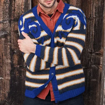 Мъжки пуловер-жилетка 2023, Есенно-зимния Нов шарен пуловер голям размер Youth Vitality Leisure