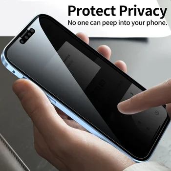Магнитен Калъф За Телефон Със Защита От Надзъртане За iPhone 14 15 Плюс 13 12 11 Mini Pro Max XS 7 8 SE, Делото От Двустранния Закалено Стъкло