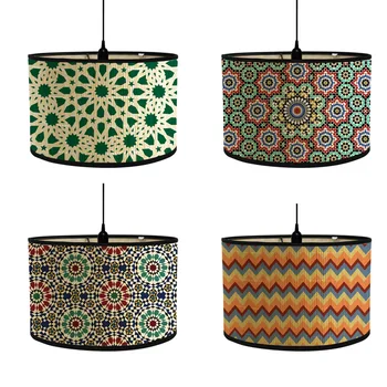 Лампа с цветна принтом в ретро стил Декор за семейството в японски стил, Бамбук полилей, лампа, шапка, лампа за стенен лампа