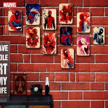 Marvel Decor Отмъстителите Ретро Метален плакат, Карикатура Аниме Спайдърмен Ретро Метална Лидице табела на Стената на кино Декоративна чиния Подаръци