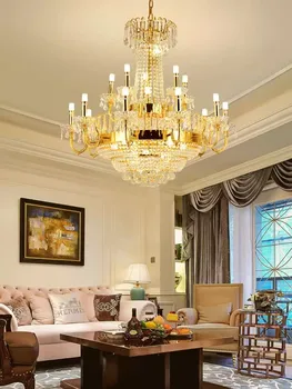 Американската кристален полилей Европейската лукс Висящи лампи Droplight за тавана Casa Декорация на дома, Интериор на хола Полилеи