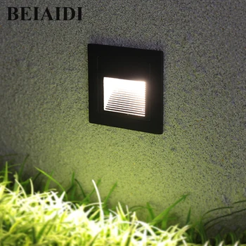 BEIAIDI 3 W LED-вградени лампа за стъпала на стълбища, Външни настилки, Стълбищна площадка, Подземен прожектор, Led лампа за краката, Вграден Ъглов лампа
