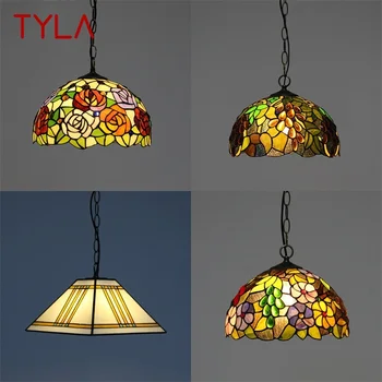 Окачен лампа TYLA Тифани, модерни и креативни цветни осветителни тела, декоративни растения за домашно хранене