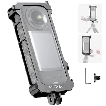Метална рамка за камерата NEEWER, съвместим с екшън камера Insta360 X3, Всичко в едно рамките на защитен корпус Utility Frame X3 със студена башмаком