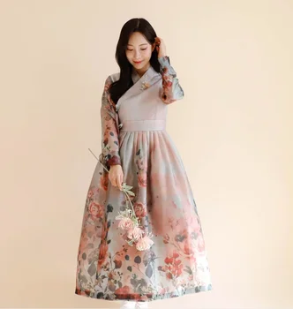 Рокля Ханбок с пола трапецовидна форма с колан Традиционната Корейска принцеса рокля Женски Ханбок