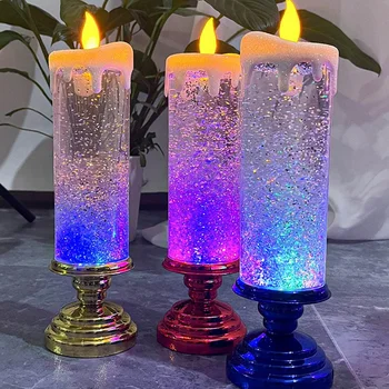 Led Коледни свещи, които променят цвета си, led водни свещи с пайети, беспламенные led свещници за работния плот