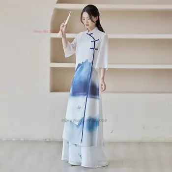 2024 традиционното китайското винтажное рокля, секси рокля, елегантно китайското рокля ципао с флорални принтом, ретро парти