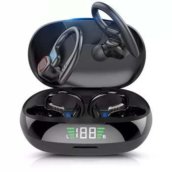 TWS Безжични слушалки Bluetooth Спортни слушалки-ушите куки Hi-Fi Стерео С микрофон Слот за слушалки