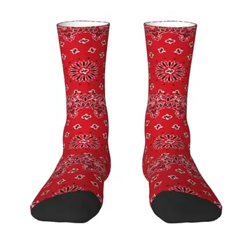Сладки червени Класически чорапи в стил кърпи За мъже и жени, топли Спортни баскетболни чорапи с 3D принтом Пейсли