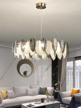 Кристален полилей в стил постмодерното, американски светлина, луксозна лампа в хола, топла светлина в спалнята, Творчески ресторант Feather