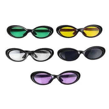 детски памучни очила с дължина 20 см, слънчеви очила в черни рамки, цветни мини-бели, жълто-зелено, синьо, виолетово-червени, черни овални кукли