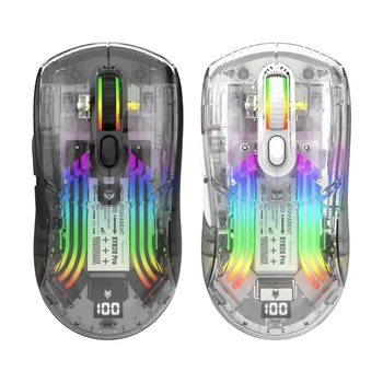 Безжична мишка, която е съвместима с 2.4 G/Bluetooth, с прозрачен корпус, 3D RGB подсветка, 1200-1600-2000-2400-4000DPI за директна доставка
