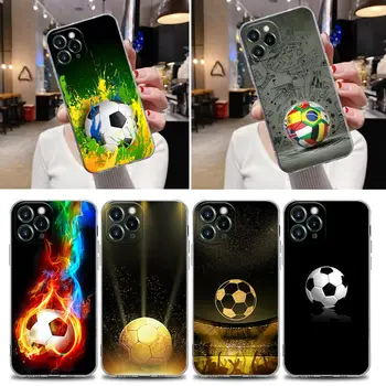 Футболна Топка Прозрачен Калъф За Телефон iPhone 15 13 11 12 14 Pro Max X XR XS 7 8 14 Plus 15Pro Case Силиконов Делото Funda