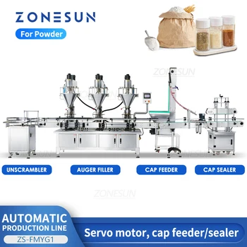ZONESUN ZS-FMYG1 Автоматична Шнековая Линия за пълнене и Затваряне Винтови Капачки за бутилки с Серводвигателем ZONESUN ZS-FMYG1 автоматична Машина За бутилиране