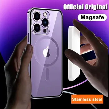 Метална Рамка от Алуминиева Сплав за Магнитни Безжично Зарядно своята практика Magsafe за iPhone 14 13 12 Pro Max 14 Pro Plus Прозрачен Капак