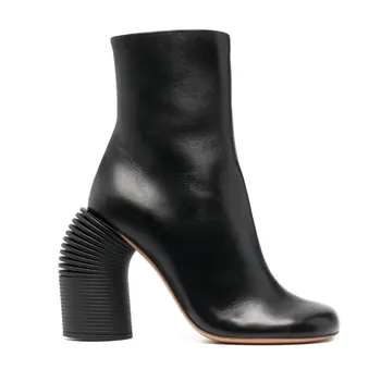 Дамски обувки на висок ток с квадратна глава и страничен цип, обикновена, универсални, с къси обувки по щиколотку