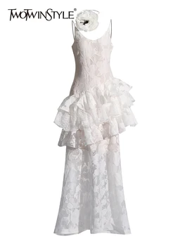 Елегантни рокли с принтом TWOTWINSTYLE за отслабване За жени, кв яка, без ръкав, Висока талия, рокля с цветя модел, женствена рокля 2023