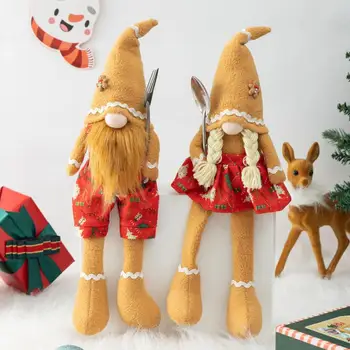 Коледна дългокраката кукла Коледната кукла, Празничен човечето човече, Кукли за двойки, Коледни дългокраки украса за топъл празник