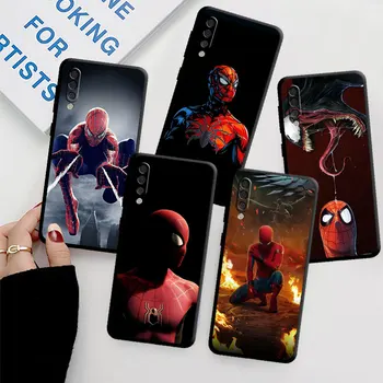 Калъф за Samsung Galaxy A50 A70 Note 20 10 Ultra Plus 9 8 A03 A20e A40 A30 A04 A10 Калъф за телефон Черно Funda Marvel Spiderman