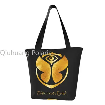Множество пазарска чанта с символ на Злато на Страната, за Бъдещето, дамски холщовая чанта през рамо, миещи чанти за пазаруване в магазини за хранителни стоки