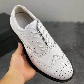 Нова тенденция спортни обувки за мъже от естествена кожа, мъжки спортни обувки за тренировки по голф добро качество, мъжки черно-бели маратонки за голф Man