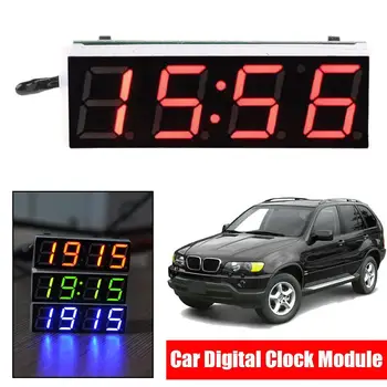 Автомобилни цифрови часовници 3В1 с дисплей време, напрежение и температура, цветни светодиодни крушки, мини-електронни часовници на батерии