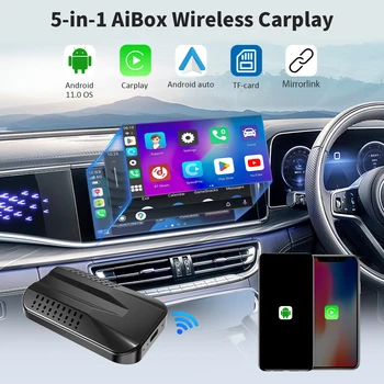 Нов Leranda C9 Wireless Android Auto CarPlay Adapter 2 in1 Carplay Smart Box Plug и Play Мултимедиен Плеър за Кабелна Android