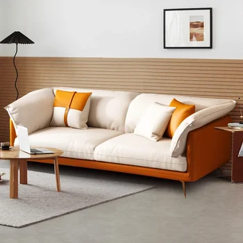 Разтегателен Loveseat Италианска луксозна тъканно плат диван за хола модерна проста скандинавски материя е много лесна за трима души