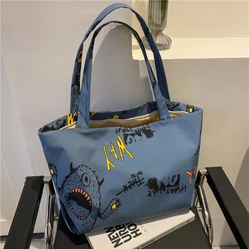 Графити дамска чанта през рамо голяма чанта вместимостта на кофата писмо ежедневна чанта дамска чанта проста лятна мода 2022 г.