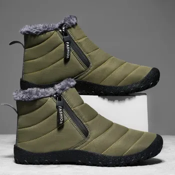 Ежедневни зимни топли обувки за мъже, мъжки зимни обувки джоб с плоска подметка, удобни износостойкая плюшен памучен обувки за улицата