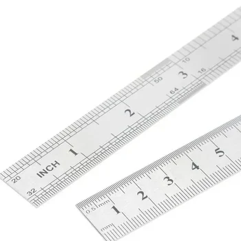 пряка линия от неръждаема стомана 1бр 30 см, измервателна линийка с двустранен наклон на рампа, канцелярская метална линийка