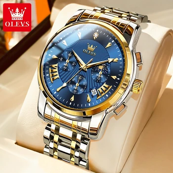OLEVS, луксозни кварцови часовници от водеща марка за мъже, водоустойчиви хронограф от неръждаема стомана, спортен часовник с дата, мъжки ръчен часовник 2892