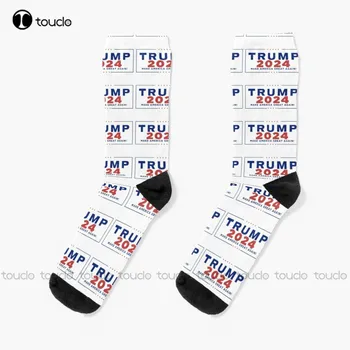 Тръмп 2024 Доналд Тръмп Donald Trump 2024 Чорапи С Флага На Магьосник За Момичета Чорапи За Екипажа На Персонализирани Потребителски Унисекс Чорапи За Възрастни, Юноши И Младежи