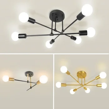 Постмодернистский Iron спътник, тавана лампа, полилей, Ретро Промишлен лампа, Кухненски лампа
