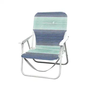 Сгъваем плажен стол - Сини ивици, дървен стол Sillas para barra de cocina, Метален стол, Акрилни скандинавски стол, Стол p