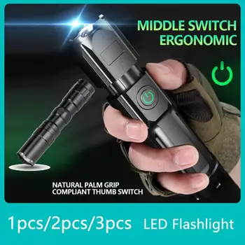 Фенерче С телескопическим увеличение Фенерче със силно осветление USB зареждане Малък Преносим Прожектор Led Фенерче Лампа за външно осветление